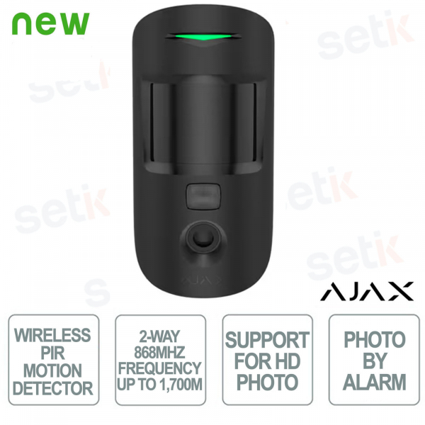 SuperiorMontionCamHD(PhOD) Jeweler-Wireless IR Motion Detector - Built-in Camera-Wireless - Black - AJAX