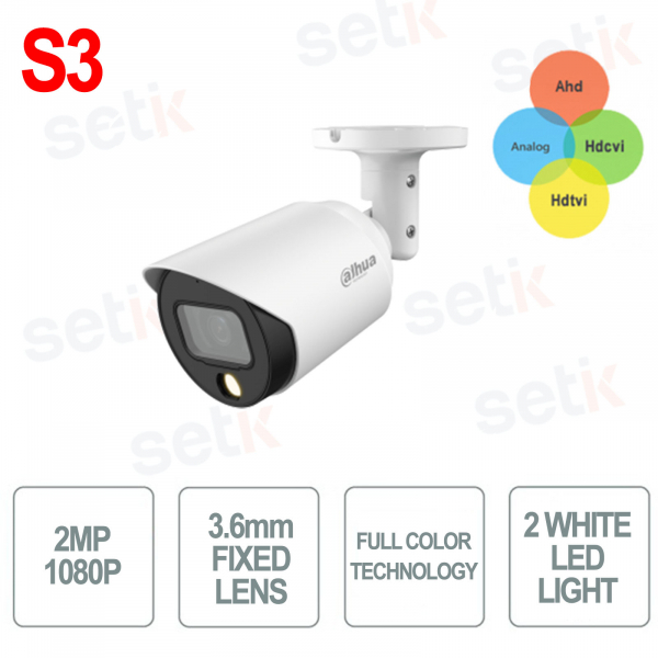 Telecamera 2MP 3.6mm 4in1 Bullet 2 LED IR 30m Starlight Full-Color Audio e Microfono - S3 - Dahua