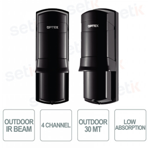 Low Power Outdoor Twin Infrared Barrier - 30m Range - IP55 - Optex