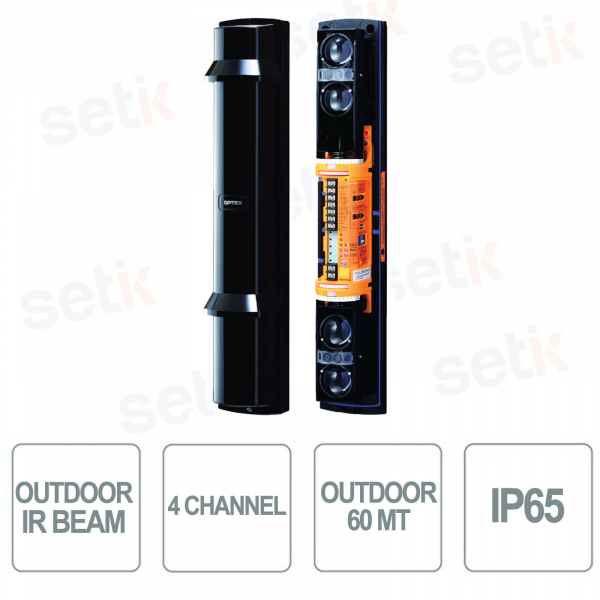 Barriera a raggi infrarossi attivi QUAD per esterno portata 60m - lunga portata - IP65 - Optex