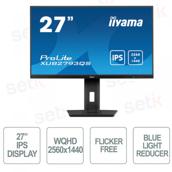 Moniteur LED IPS 27 pouces WQHD 1ms HAS + PIVOT FreeSync -B7