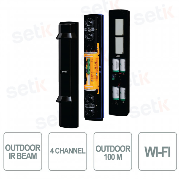 Barrière infrarouge QUAD faible absorption pour extérieur, portée 100m - sans fil - Optex