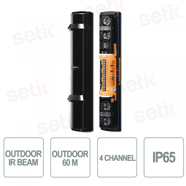 QUAD barrier with double modulation for outdoor use, range 60m - long range - Optex