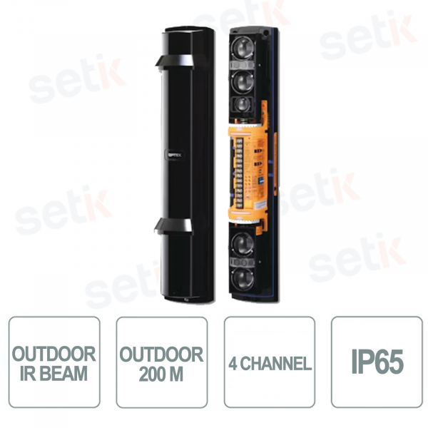 QUAD barrier with double modulation for outdoor use, range 200m - long range - Optex