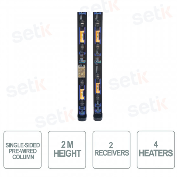 Single sided pre-wired column - 2m height - 360° coverage - 4 heaters - Optex