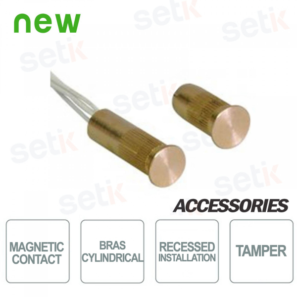 Brass Cylindrical Magnetic Contact with Flat Magnet - CSA