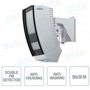 Dual PIR Detector with Anti-Creep and Anti-Mask Outdoor Zone 50x30m - Optex