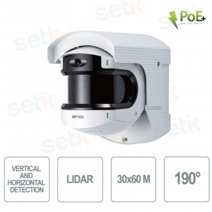 30x60 190° Indoor/Outdoor Long Range Lidar Detector - PoE+ - Optex