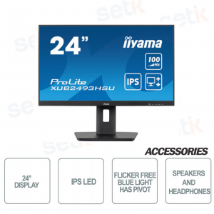 IIYAMA ProLite 24'' IPS LED Monitor - Speakers - HAS-PIVOT - B7