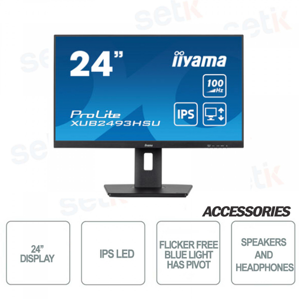 Monitor IIYAMA ProLite 24'' IPS LED - Speakers - HAS-PIVOT - B7