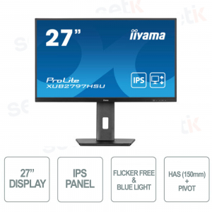 Moniteur Prolite 27 pouces IPS FULL HD 1ms haut-parleur sans scintillement avec + pivot - IIYAMA