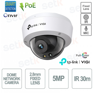 Caméra dôme TP Link VIGI C250 (2,8 mm) 5MP Vision nocturne couleur IK10 et IP67