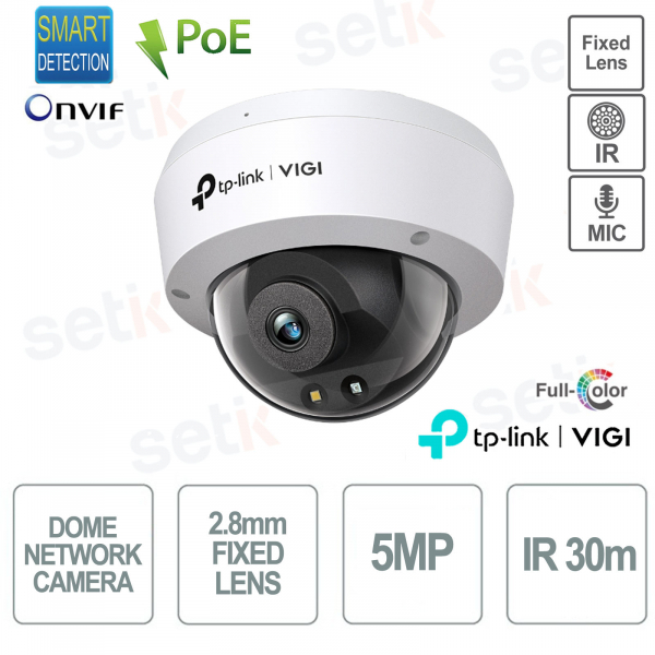 Caméra dôme TP Link VIGI C250 (2,8 mm) 5MP Vision nocturne couleur IK10 et IP67