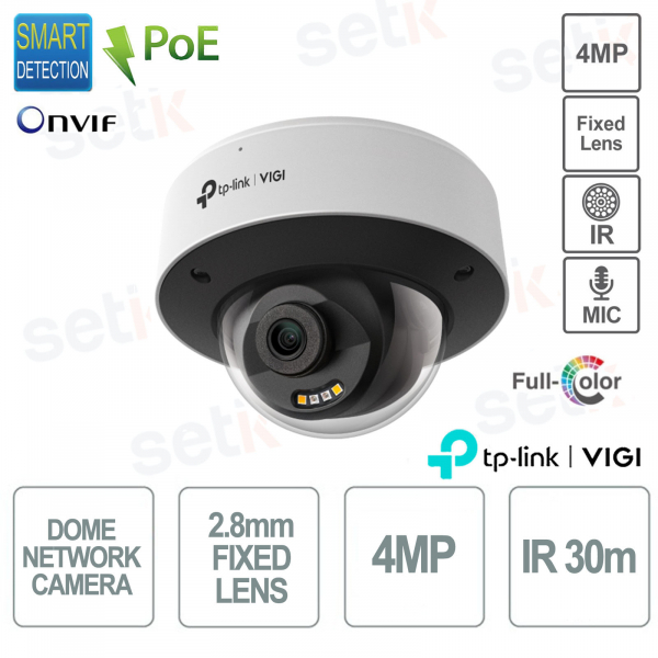 TP Link Insight S245(2.8mm) ViGi 4MP 2.8mm Full Color Night Vision IK10 & IP67 Dome Camera