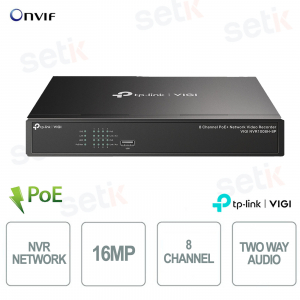 NVR Network TP Link 8 canali PoE+ ViGi 16MP H.265+ 1 x SATA