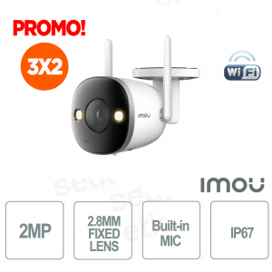 Bullet 2 Pro Wireless IP Camera 2MP Imou 2.8mm Siren LED Spotlights - Metal Body