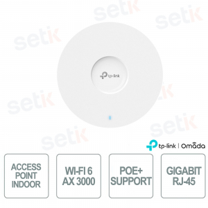 TP-Link Omada EAP653 Access Point Indoor WiFi 6 AX3000 Slim Design per Reti Aziendali ad Alta Densità