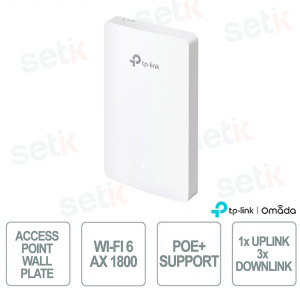 TP-Link Omada EAP615-Wall Access Point Wall-Plate WiFi 6 AX1800 per Reti Aziendali ad Alta Densità