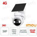 Imou Cell PT 4G 2nd Kit - 1x Telecamera Cell PT 4G 2 nd 3MP Wi-Fi Batteria + 1x Pannello Solare FSP14