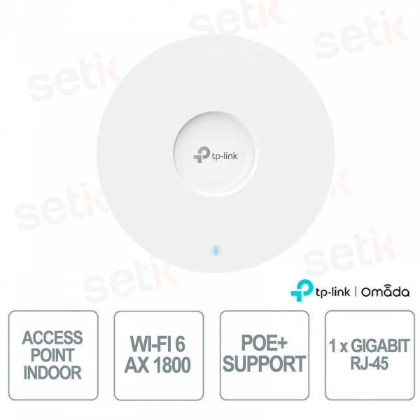 TP-Link Omada EAP613 Access Point Indoor WiFi 6 AX1800 Slim Design per Reti Aziendali ad Alta Densità