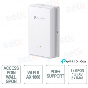 TP-Link Omada EAP615GP-Wall Point d'accès mural GPON WiFi 6 AX1800 pour réseaux d'entreprise haute densité