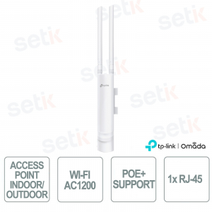 TP-Link Omada EAP225-Outdoor Access Point Indoor/Outdoor WiFi AC1200 MU-MIMO per Reti Aziendali ad Alta Densità