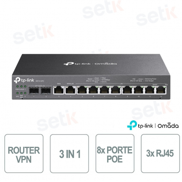 TP-Link Omada ER7212PC 3-in-1 Gigabit VPN Router - 8 PoE ports