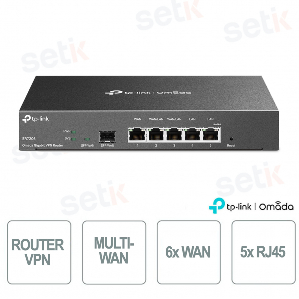 Passerelle VPN Gigabit multi-WAN SFP 1 port SafeStream Omada ER7206 de TP-Link