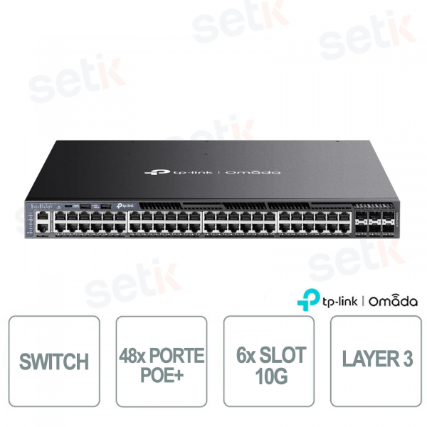 Commutateur TP-Link Omada SG6654XHP 48 ports PoE+ et 6 emplacements 10G - L3 géré