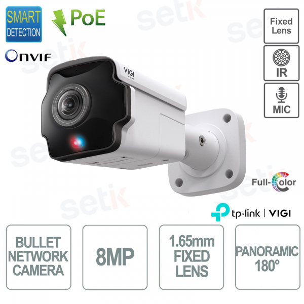 Caméra Bullet panoramique TP Link InSight S385PI ViGi 8MP 1,65 mm couleur 180° Vision nocturne extérieure
