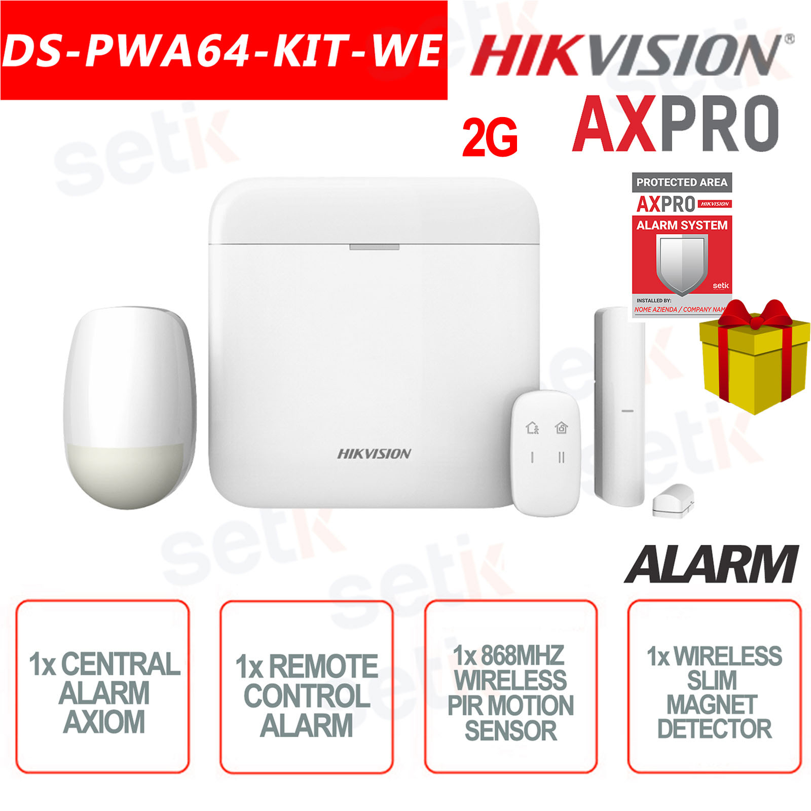 DS-PWA64-Kit-WE Hikvision AXPro Central Alarm Kit 64 Zones WiFi