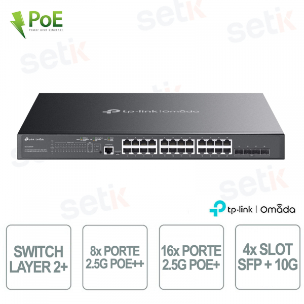 Commutateur TP-Link Omada SG3428XPP-M2 8 ports PoE++ 2,5G - 16 ports PoE+ - 4 emplacements SFP - L2+ géré