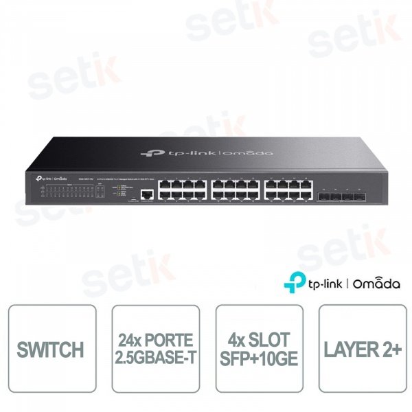 TP-Link Omada SG3428X-M2 Switch 24 Porte 2.5GBASE-T e 4 slot SFP+ 10GE - Managed L2+