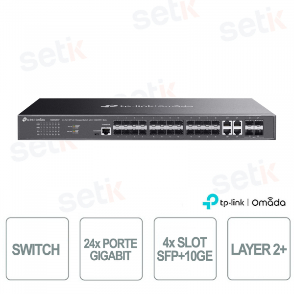 Commutateur SFP Gigabit 24 ports TP-Link Omada SG3428XF avec 4 emplacements SFP+ 10GE - L2+ géré