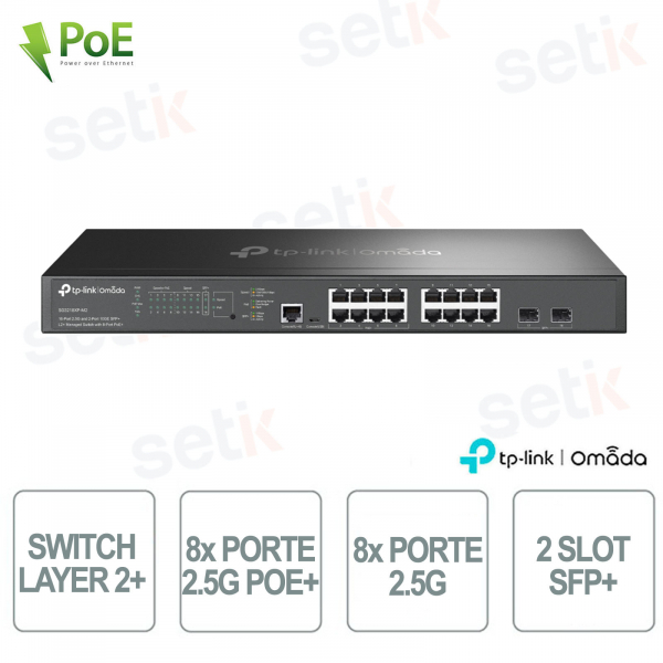 Commutateur TP-Link Omada SG3218XP-M2 16 ports 2,5 G, 2 x 10 GE SFP+, 8 x PoE+ - L2+ géré