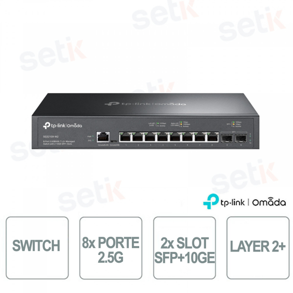 TP-Link Omada SG3210X-M2 Switch con 8 Porte 2.5G e 2 Slot SFP+ 10GE - Managed L2+