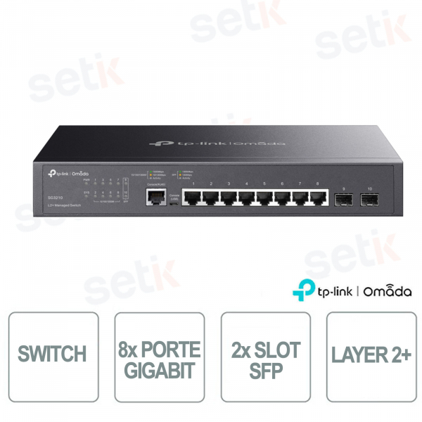 Commutateur Gigabit 8 ports TP-Link Omada SG3210 avec 2 emplacements SFP - L2+ géré