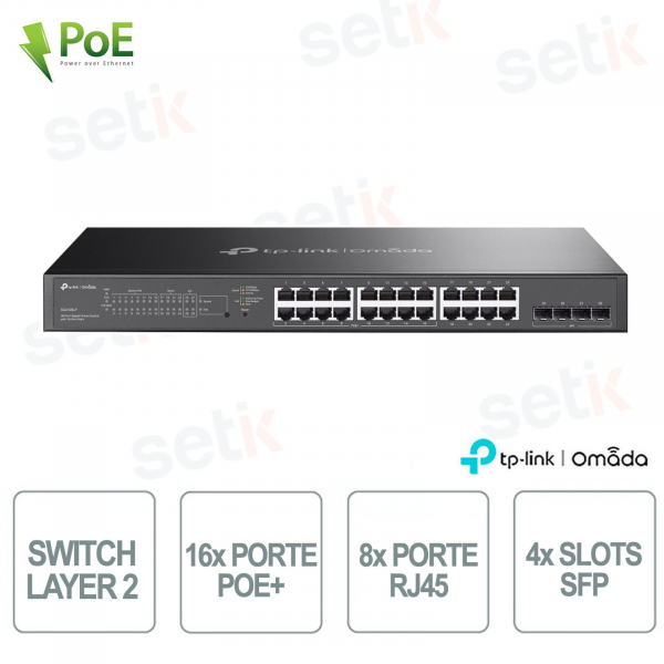 Commutateur Gigabit PoE+ 24 ports TP-Link Omada SG2428P avec 4 emplacements SFP - L2 géré