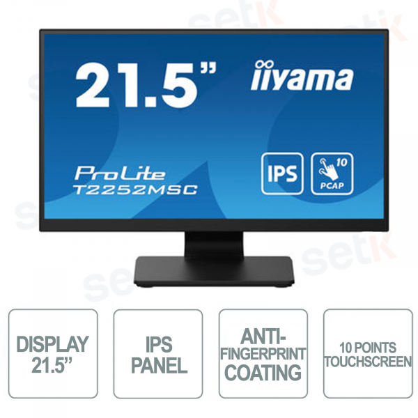 21.5 Inch FULL HD IPS Monitor Touchscreen P-CAP Anti-Fingerprint and Anti-Scratch Glass - IIYAMA