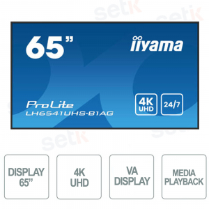 Monitor Prolite 65 UHD 4K Display VA Professionale IIYAMA antigraffio