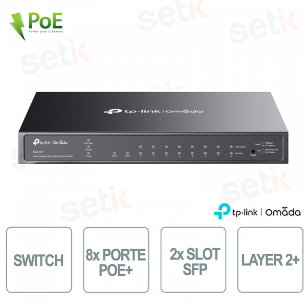 TP-Link Omada SG2210P Switch con 8 Porte Gigabit PoE+, 2 Porte SFP+ - Managed L2+