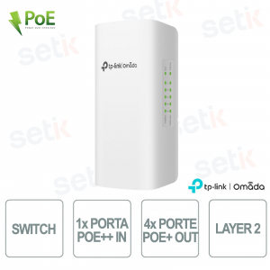 TP-Link Omada SG2005P-PD Switch Smart 5 Porte Gigabit con 1 Porta PoE++ In e 4 Porte PoE+ Out - Managed L2