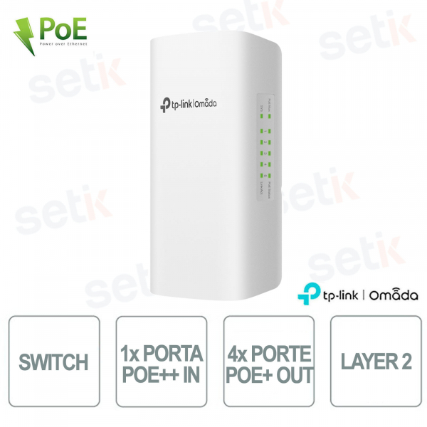 TP-Link Omada SG2005P-PD Switch Smart 5 Porte Gigabit con 1 Porta PoE++ In e 4 Porte PoE+ Out - Managed L2