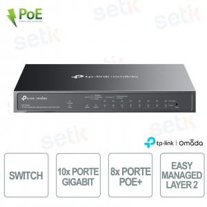 TP-Link Omada ES210GMP Switch with 10 Gigabit Ports with 8 PoE+ ports - Easy Managed