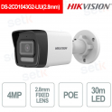 Caméra Bullet IP PoE hybride intelligente IR 4MP 30 m H.265+ 2,8 mm WDR - Hikvision