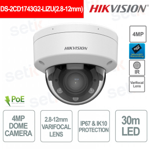 Outdoor IP POE Dome 4MP camera - 2.8-12mm - Smart Hybrid Light IR 30m