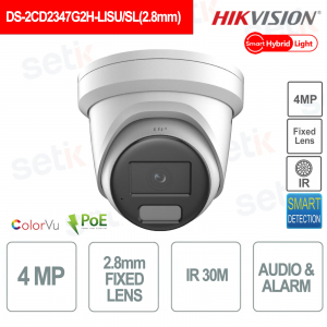 4MP IP POE Outdoor Turret Camera - 2.8mm Lens - ColorVu - Microphone - Alarm