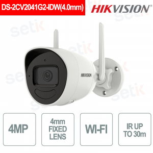 Outdoor Bullet Camera 4MP IR 30m Fixed Network 4mm Audio Optics - Hikvision