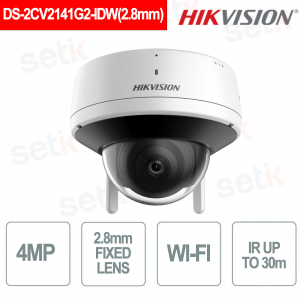 4MP IR 30m Fixed Network Outdoor Dome Camera 2.8mm Lens Audio - Hikvision