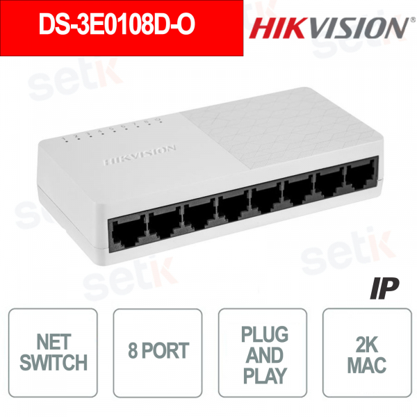 Commutateur réseau Ethernet Hikvision 8 ports 10/100 Mbps - 2K MAC